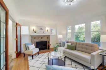 Cozy gas fireplace