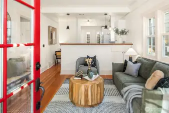 View into living room from front door.