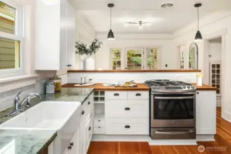 Kitchen with farmouse sink.
