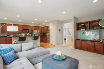 Built-in shelving in living room for all your media needs.