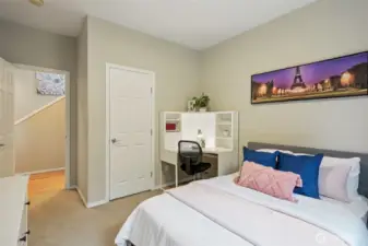 Main floor bedroom, adjacent to 3/4 bath.