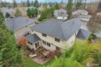 Aerial view of backside of the home.