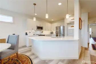 kitchen island-view from living room