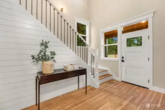 Entry parlor featuring shiplap details