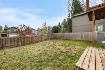 Fully fenced back yard.