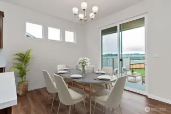 Virtually staged dining nook, for illustration purposes only