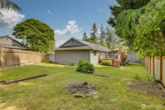 Large fenced backyard