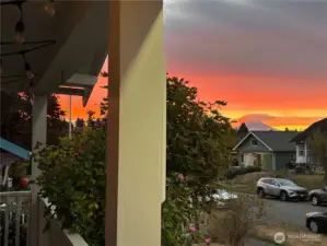 Beautiful sunset and mountain view from front porch