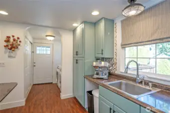 View into utility room and back door