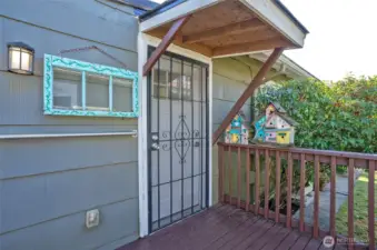 Backdoor opens out to deck