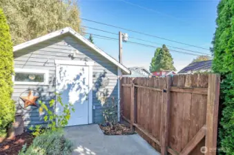 Fenced backyard and 1 car garage