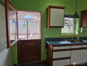 Dutch door from kitchen to deck
