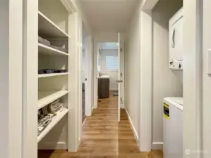 Brand new flooring in hallway and guest bathroom