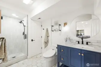 One of two lower level 3/4 bathrooms