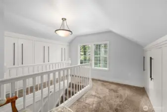 Landing at top of the stairs.  Note the closets on both sides.