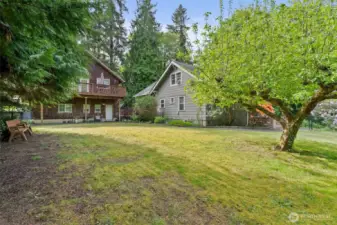 Corner of the front yard with ADU and Main house.
