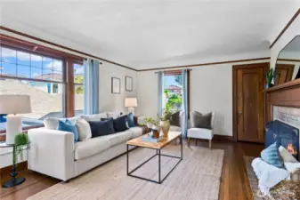 Such a warm and comforting living space to have coffee or snuggle up and enjoy the fire.