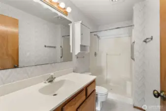 Lower level three quarter bath