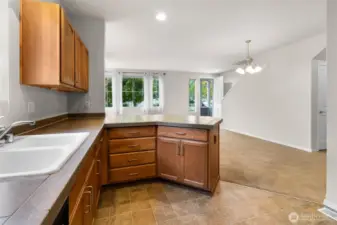 Plenty of cabinet and counter space.