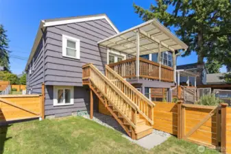Deck has access to backyard
