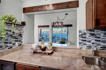 Breakfast bar with views from the kitchen
