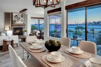 Dining room with city views