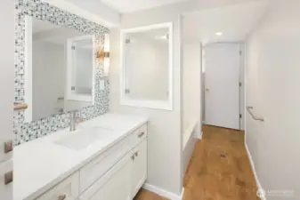 Full downstairs bathroom including tub and shower.