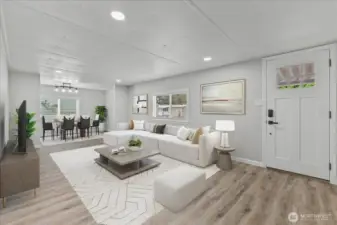 Living room with adjacent formal dining area