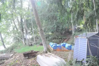 Flat area down by water.