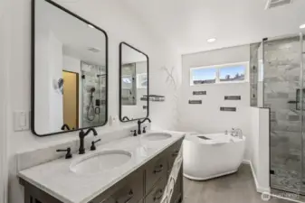 Primary suite with vessel tub