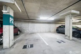 2 side-by-side parking spaces are deeded with the unit.