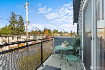 The Primary Suite offers a private Deck with Peek A Boo Sound views! Spacious enough for morning coffee & yoga.