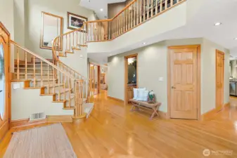 Grand staircase with balcony style stairwells.