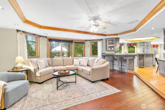 Living room alongside the kitchen.