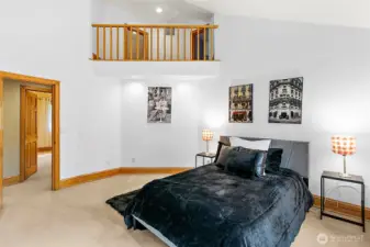 Bedroom with loft balcony.