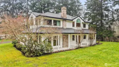 Wrap around porch to side of the home.