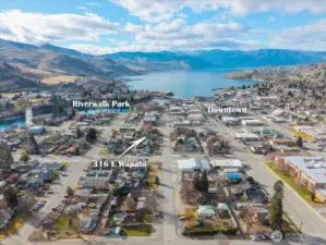 Aerial view looking towards Lake Chelan.