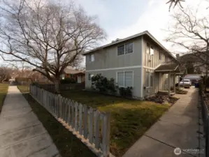 Exterior view of yard and sidewalks.