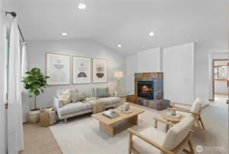 Living room virtually staged