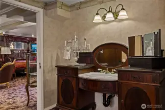 Vanity in the lower level bathroom.