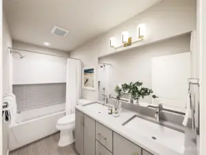 Hall Bath: Features and colors vary. Model Homes Photos. Pictures are for illustration only.
