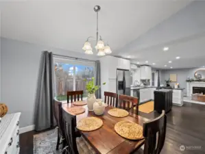 Dining room overlooking the kitchen & family room