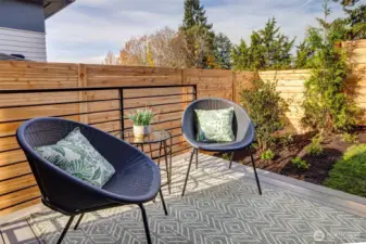 Private deck and back yard.