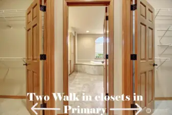 Dual Closets in Primary with private full bathroom