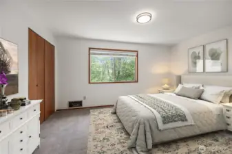 2nd floor Master bedroom. Digitally staged