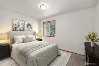 2nd floor bedroom.   Digitally staged.