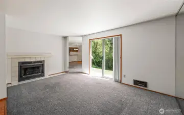 There is so much natural light shining in. The peaceful park light setting is so special.