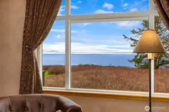 Expansive views of the water here in the guest suite