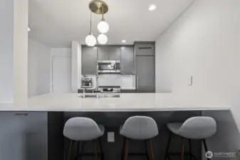 Bar seats are great for breakfast on the go or leisurely nights in.