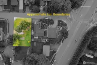 Approximate boundary lines of lot as seen from overhead